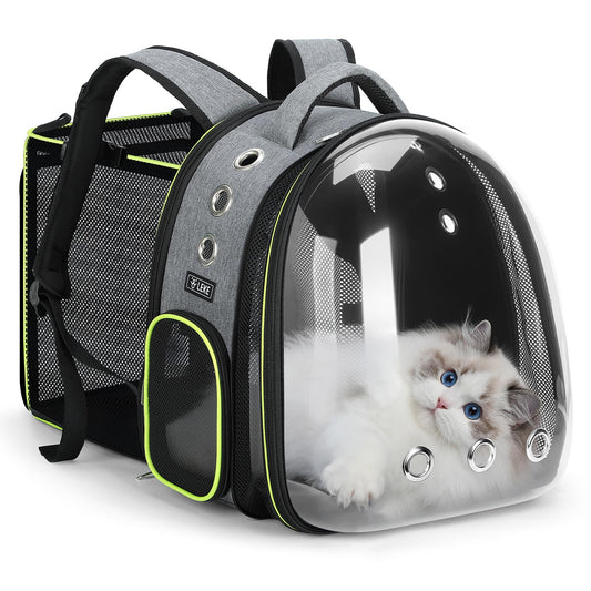 Limited Stock Lekereise Cat Bubble Backpack Carrier - Expandable Large Space Cat Backpack for Kitty Small Dog up to 18lbs, Transparent Pet Carrier for Travel, Hiking Gray