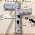 Cat Tunnel with Faux Metal Pipe Print,4-Way Tube for Large Cats, Kittens