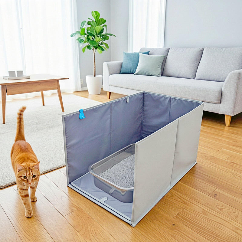 Gesomepurrz Extra Large Cat Litter Box Enclosure, Open Top High Sided Splash Guard, Water Resistance Shield for Cat Litter Boxes