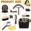 Abbylike 12 Piece Horse Grooming Kit with Organizer Tote Bag Brush Sets for Derby Day Show Horses Professional Tools for