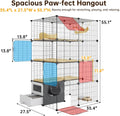 Oneluck Cat Cage with Litter Box, 4-Tier DIY Enclosures Detachable Metal Wire Kennel Catio Indoor Crate Large Exercise Place Ideal for 1-2 Cats