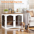 HOOBRO 31.5" Wooden Dog Crate Furniture, Heavy Duty Dog Kennel Indoor with 3 Doors, Dog Cage for Small/Medium/Large Dogs
