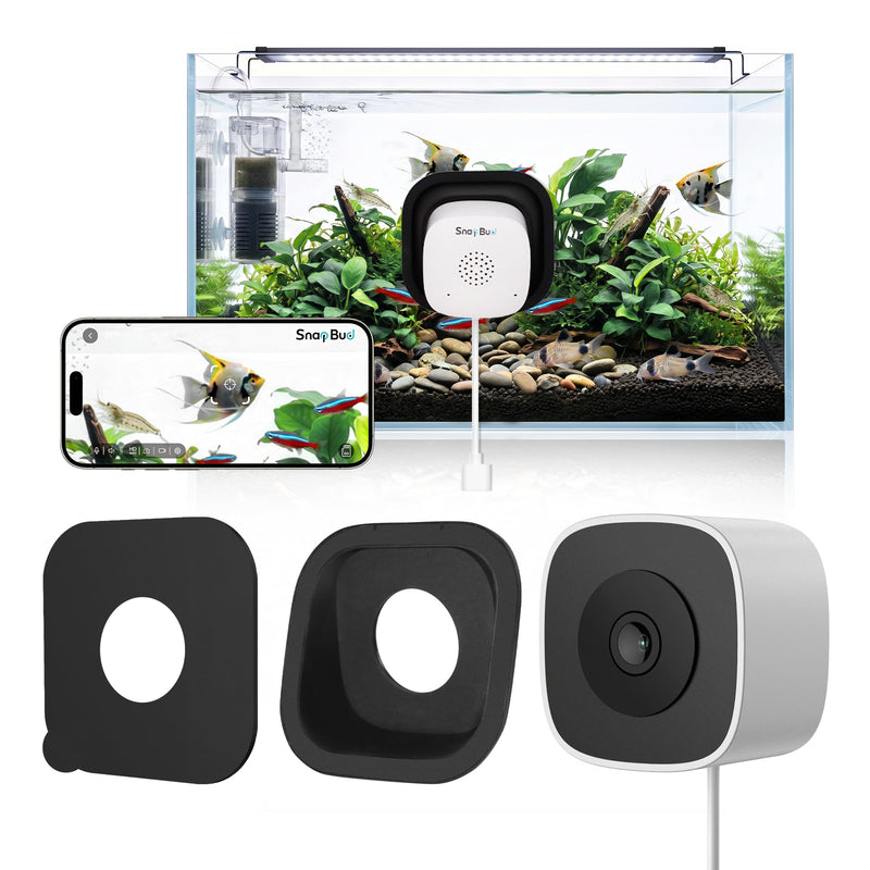 SnapBud 3MP 2K AI Reptile & Aquarium Camera with Angle Magnetic Mount, Close-Focus Lens for Fish Tank Terrarium Lizard Snake Pet, 2.4G&5GHz WiFi, 24/7 Recording, Anti-Glare & No Reflection