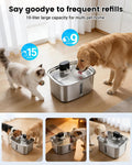 Smart Dog Water Bowl Dispenser Large, 10L/ 2.64Gal Cordless Dog Water Fountain Stainless Steel with APP Monitoring, 4000mah Automatic Cat Water Fountain for Mutil-Pets Large Dogs, 3 Fountain Modes