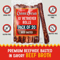 Canine Chews 10" Beef Basted Rawhide Bones for Large Dogs - 20 Pack - Hand-Rolled Dog Chews Basted in Beef Broth - Promotes Dental Health