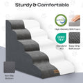 Miorun Extra Wide Dog Stairs for Large Dogs Up to 80lbs, 25" Pet Steps for High Bed with Washable Cover, 5-Step Foam Bed & Couch Ladder for Small Medium Dogs & Senior Cat, Gray