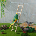 14.7 Inch Bird Ladder for Parakeets and Cockatiels, 8-Step Natural Wood Parrot Climbing Toy with Stainless Steel Hooks - Safe Chewing Cage Accessory