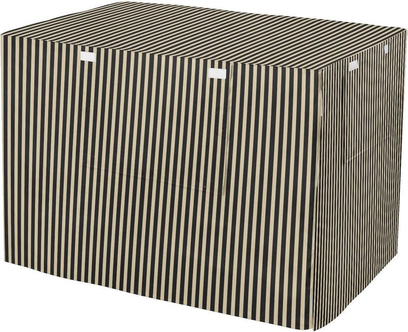 Beige Black Stripes Dog Crate Cover 48in Pet Kennel Cover