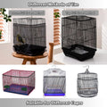 Bird Cage Seed Catcher, Bird Cage Net Cover Adjustable Bird Cage Netting Seed Catcher for Bird Cages Seed Catcher Guard Net Cover Bird Cage Skirt for Parrot Parakeet Macaw Round Square Cages - Black