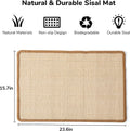 FUKUMARU Cat Scratcher Mat, 23.6 X 15.7 Inch Natural Sisal Cat Scratch Mats, Horizontal Cat Floor Scratching Pad Rug with Sticky Tapes, Protect Sofa and Carpet