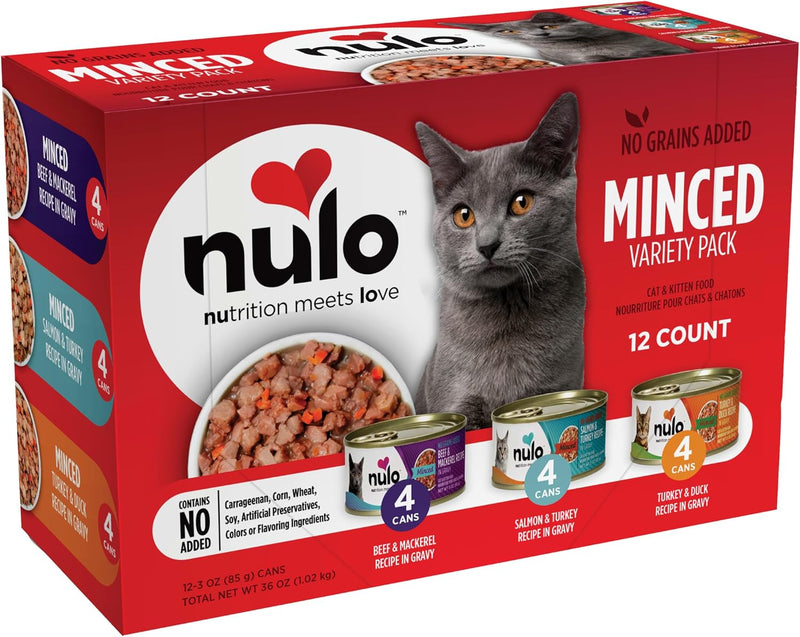 Nulo Freestyle Grain-Free Minced Wet Canned Food for Cats and Kittens, 3 Ounce, Variety Pack, 3 Ounce, 12 Cans