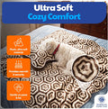 American Kennel Club 60''x50'' Pet Blanket & 10'' Pillow Set, Warm Plush Blanket for Dogs & Cats - Paw Print - Brown