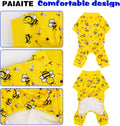 Paiaite Dog Pajamas Onesie: Comfortable Four-Legged Apparel for Small, Medium, & Large Dogs, Polyester Material for Comfort, Wrinkle Resistance, Moisture Wicking, Stretchiness Cute Bee XS