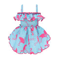 Fitwarm Flamingo Dress, Summer Clothes for Small Dogs Girl, Ruffled Hawaiian Sundress, Pet Outfit, Blue, Pink, Large