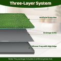 Dog Grass Pad with Tray, Pet Potty for Indoor & Outdoor, 2 Pcs Turf Grass Training Pad, Portable Dog Litter Box for Smal