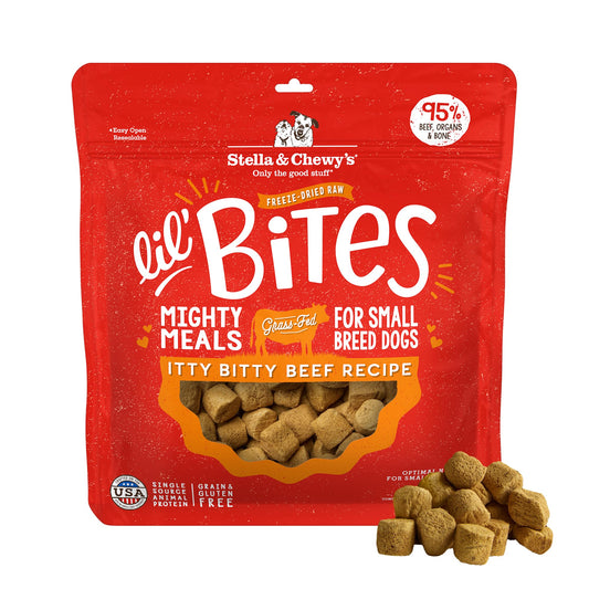 Stella & Chewy's Freeze-Dried Raw Lil' Bites Itty Bitty Beef Recipe Small Breed Dog Food, 7 oz. Bag (Beef)