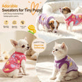 2 Pack Dog Sweaters for Small Dogs Girl Boy Winter Fleece Dogs Clothes Cute Warm Puppy Sweater Chihuahua Teacup Dog Clothes Pet Outfit Pink Blue (Purple, XXX-Small(for 0.8-1.5lb))