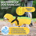 Lukovee Dog Raincoat - Waterproof Rain Jacket with Harness & Removable Hood, Reflective Double Layer Dog Rain Coat Poncho for Small Medium Large Dogs Puppy (M, Y)