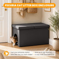 Fecuria 3-in-1 Cat Litter Box Enclosure with Odor Control, Multi-Functional Hidden Litter Box Furniture Bench, Dog Proof, Space-Saving Ottoman Cabinet with Flip-Up Lid, Storage Footrest, Dark Grey