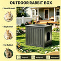 Rabbit Hideout Small Animal Habitat,Litter Box Enclosure Resin Weatherproof Black Bunny House, Multi-Functional Small Pe