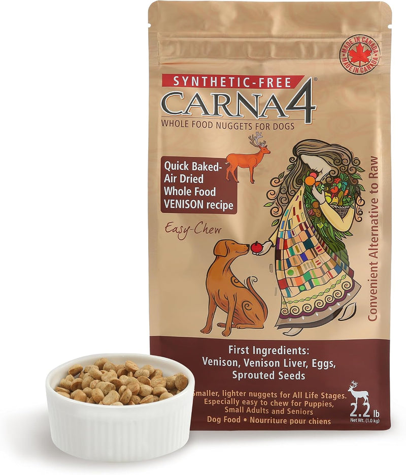 CARNA4 Gentle Quick-Baked Air-Dried Dog Food, Venison Recipe, 2.2lb