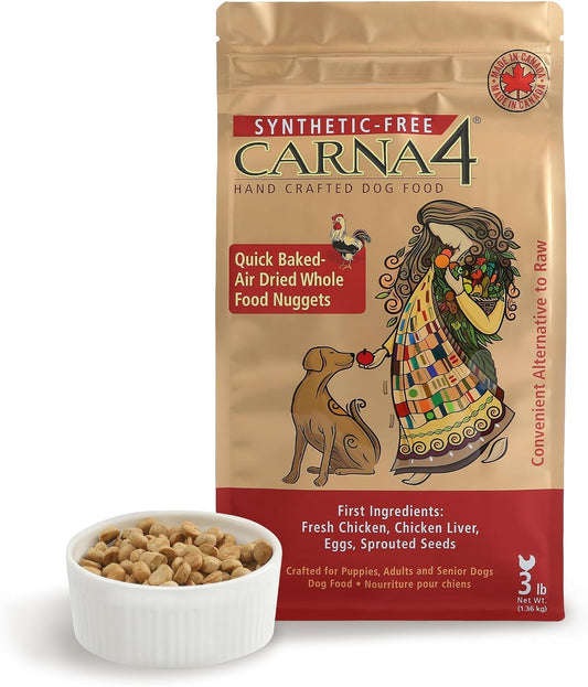 CARNA4 Gentle Quick-Baked Air-Dried Dog Food, Chicken Recipe, 3lb
