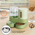 2 Pack Automatic Cat Feeder Stainless Steel Water Dispenser Gravity Food Feeder and Waterer Set with Pet Food Bowl for Small Medium Kitten Puppy Pets Large Capacity(Green)