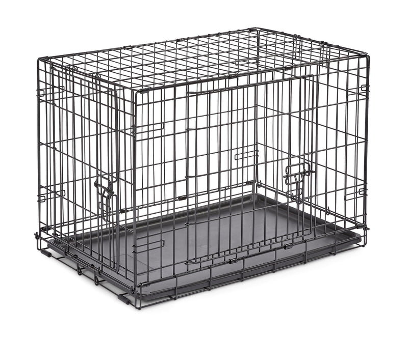 Midwest Homes for Pets 30-Inch New World Crate for Medium Breeds, 21-40 lbs, Double Door Folding Dog Crate, Leak-Proof Tray & Secure Latches, Portable, Durable & Easy to Assemble
