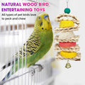 JOREWOOD 7 Pcs Natural Wood Bird Toy & Perch for Parakeets, Cockatiel & Lovebird, Budgie Play Accessory for Small Parrots Indoor Cage
