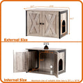 Dwanton Litter Box Enclosure, Cat Litter Box Furniture Hidden, Reversible Entrance Can Be on Left or Right Side, Wooden Cat Washroom Indoor, Greige, 27.6 Inches