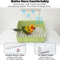 Automatic Parakeet Bird Bath with Pump, Large Bird Shower Fountain Indoor Bathtub with Running Water, Parrot Bath Tub Faucet for Pet Birds, African Grey, Cockatiel, Conure, Budgie, Lovebird