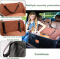 Lealchum Dog Car Seat for Large Size Dog,Soft Fabric Car Dog Bed Filling Memory Foam,2 Clip-On Safety Leashs and 2 Pocke