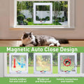 Cat Door for Window, Fits 18"-28" Width Window, Cat Window Door with 4 Locking Modes, Pet Friendly Window Cat Door Insert, Magnetic Closure, Weatherproof, Easy Installation, Clear Plexiglass