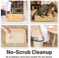 KAKKUE 4 Pack Disposable Cat Litter Boxes, Durable Leak-Proof Cardboard Kitty Litter Trays for Temporary Use, Litter Box Liners & Travel, Ideal for Picky Cats