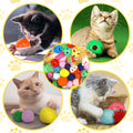 QUOZUO Kitten Toys, 60PCS Cat Balls Springs Toy Set, Cat Mouse Toy, Kitten Sparkle Crinkle Balls Furry Soft Pom Pom