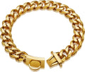 Gold Dog Chain Collar Walking Metal Chain Collar with Design Secure Buckle,18K Cuban Link Strong Heavy Duty Chew Proof f