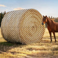 Large Round Bale Hay Net for Horses, 5x5 ft Hay Nets for Horses Slow Feed Knotless, Slow Feeder Hay nets for Horses, Fit