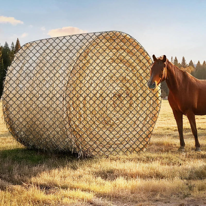 Large Round Bale Hay Net for Horses, 5x5 ft Hay Nets for Horses Slow Feed Knotless, Slow Feeder Hay nets for Horses, Fit