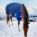 1200D Winter Waterproof Horse Trunout Blanket, 280g Warm Cotton Filling Liner with Turnout Neck Cover Detachable, Medium