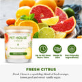 One Fur All Pet House Vanilla Candle Plant-Based/Soy - Clean Burning Scented, Long Lasting Pet Odor Candle for Home - Fresh Citrus