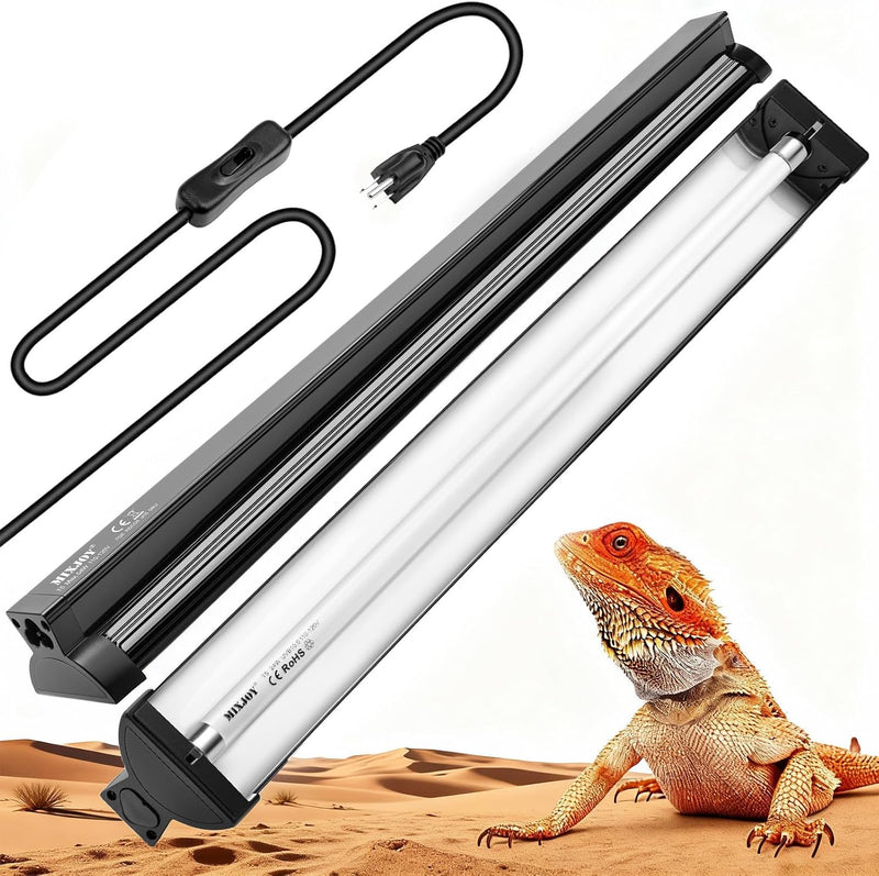 MIXJOY T5 HO UVB Reptile Light Kit, 22Inch 24W 10.0 Bulb for Bearded Dragon