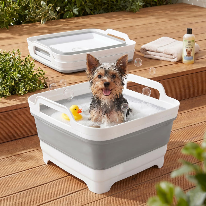 Collapsible Puppy Cat Bath Tub: Portable Small Dog Kitten Shower Tub, Washing Bathtub for Chihuahua Yorkie Pomeranian Bichon Maltese Shih Tzu Toy Poodle Boston, Foldable Washing Station Indoor Outdoor