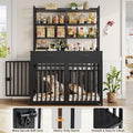 Keyluv 71''H x 47.2''W Large Dog Crate Furniture with 4-Tier Shelves and 2 Storage Drawers, Heavy Duty Dog Cage Furnitur