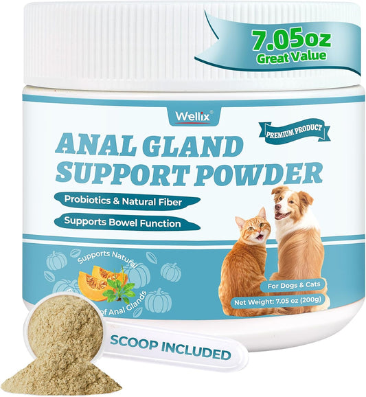 Wellix 7.05 oz Dog and Cat Anal Gland Supplement Powder with Psyllium Husk