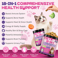 Taurine for Cats - 18 in 1 Cat Vitamins for Indoor Cats, Daily Cat Multivitamin Chews with Omega-3, Chondroitin, Glucosa