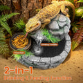 MIXJOY 2 in 1 Reptile Water Fountain with Food Dish 550ML, Terrarium Reptile Waterfall Drinking Fountain, Reptile Water 