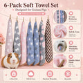 Grddaef Guinea Pig Fleece Blankets 6 Pieces Waterproof & Washable Small Animal Cage Liners Sleep Mat Bedding Pad for Ham