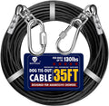 Dog Leads for Yard, 35ft Tie Out Runner Steel Wire Cable, Heavy Duty Pet Tether Chains for Dogs Up to 130 Lbs, Outside, 