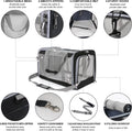 TIYOLAT Pet Carrier for Large Cats of 20 Lbs, Collapsible Carrier Bag for Big Cat or 2 Kittens,Soft Sided Puppy Carrier with Sturdy Travel Transport Strap, Adequate Ventilation, 4 Mesh Windows (Black)