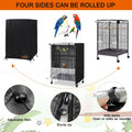 GeerDuo Bird Cage Cover, 600D Universal Parrot Cage Cover for Night, 100% Shading Oxford Cloth with Waterproof PU Coating Layer, Adjustable Soft Airy Nylon Mesh Net